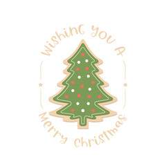 Wishing You A Merry Christmas, Christmas Card, Merry Christmas Background, Christmas Cookie Vector, Christmas Tree Vector Illustration Background