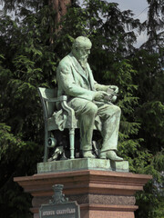 Statue of Zénobe Théophile Gramme, famous Belgian electrical engineer, at cemetery Pere-Lachaise...
