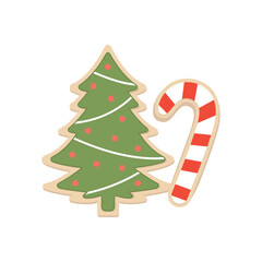 Christmas Cookie Decorating, Christmas Tree Vector, Christmas Cookie, Candy Cane Icon, Vector Illustration Background
