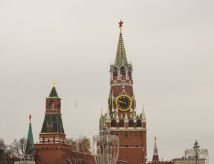 The Moscow Kremlin towers: Spasskaya and Nabatnaya