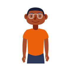 young afro man with eyeglasses avatar character