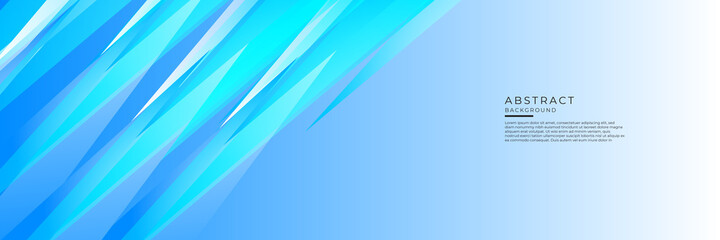 Abstract blue white wide banner background with light triangle shapes and white space fo text