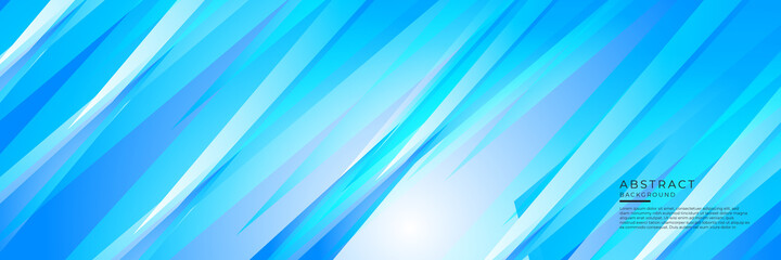 Abstract blue white wide banner background with light triangle shapes and white space fo text