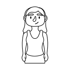 young woman avatar character line style icon