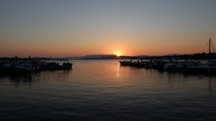 sunset in the harbor