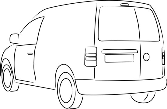 Simple Black And White Drawing Utility Van Vehicle