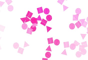 Light Pink vector layout with circles, lines, rectangles.