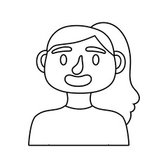 young woman avatar character line style icon