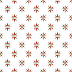 Decorative Christmas paper for gift, packaging, crafts, scrapbooking. Seamless pattern with floral winter ornament on a white background. Red green simple flowers, geometric pattern. Vector xmas