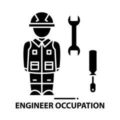 engineer occupation icon, black vector sign with editable strokes, concept illustration