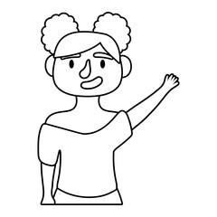 young woman avatar character line style icon