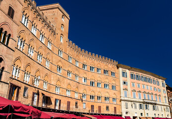Architecture of Piazza del Campo in Siena - Tuscany, Italy