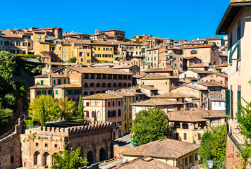 Naklejka premium Aerial view of Siena. UNESCO world heritage in Tuscany, Italy