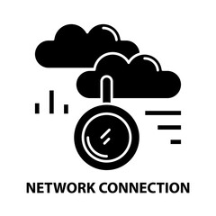 network connection symbol icon, black vector sign with editable strokes, concept illustration