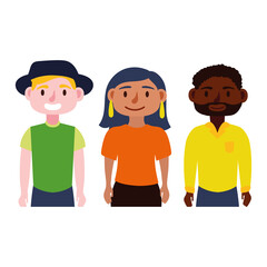 young interracial people avatars characters