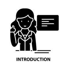 introduction icon, black vector sign with editable strokes, concept illustration