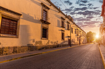 Fototapeta na wymiar Colorful Guadalajara streets in historic city center near Central Cathedral.