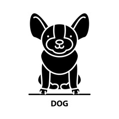 dog icon, black vector sign with editable strokes, concept illustration