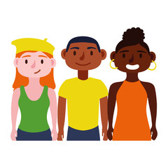 young interracial people avatars characters