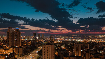 city skyline at sunrise