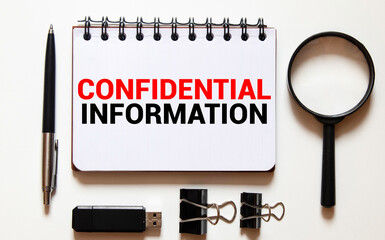 Business concept. Notebook with text confidential information