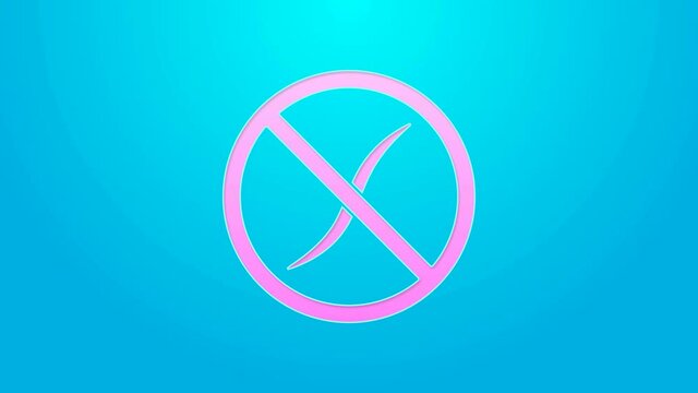 Pink line Anti worms parasite icon isolated on blue background. 4K Video motion graphic animation