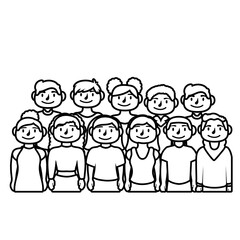 young people avatars characters line style icon