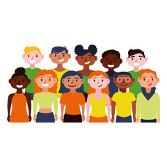 young interracial people avatars characters