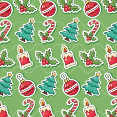 happy merry christmas pattern icons