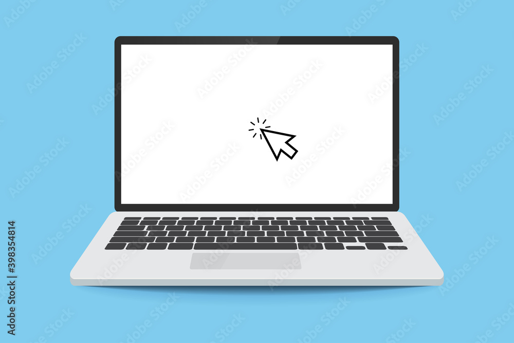 Poster icon for web design. arrow icon. line cursor icon vector illustration. cursor sign. laptop flat. mou