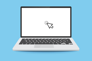 Icon for web design. Arrow icon. Line cursor icon vector illustration. Cursor sign. Laptop flat. Mouse pointer. Search icon. White background.