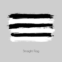 Straight people vector watercolor flag. Hand drawn ink dry brush stains, strokes, stripes, horizontal lines isolated on background. Painted colorful symbol of sexual identity, pride, rights equality.