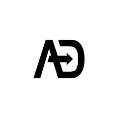 monogram logo, letter A and D with arrow design template