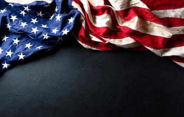 Martin Luther King Day celebrated concept. American flag against wooden background