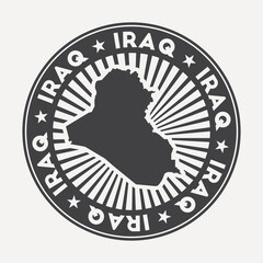 Republic of Iraq round logo. Vintage travel badge with the circular name and map of country, vector illustration. Can be used as insignia, logotype, label, sticker or badge of the Republic of Iraq.