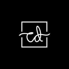 monogram logo letter c and d in square design template
