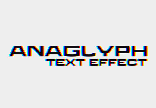 Anaglyph Glitch Text Effect with Duo Color Mockup