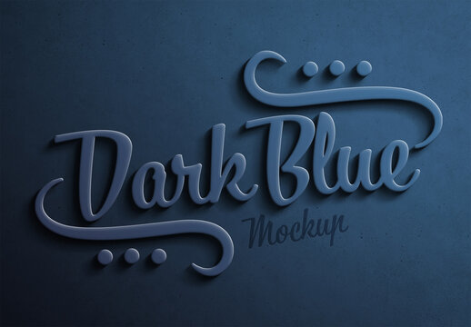 Dark Blue 3D Text Effect with Shadow Mockup