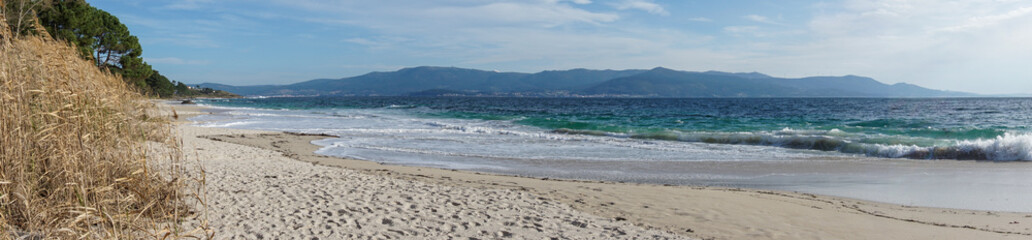 panorama view of view of the Praia San Francisco in Louro in Galicia