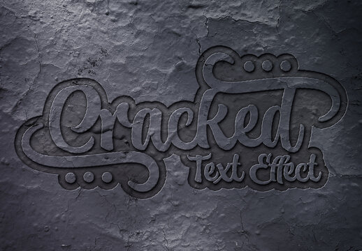 Debossed Text Effect on Cracked Surface Mockup