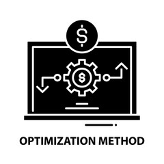optimization method icon, black vector sign with editable strokes, concept illustration
