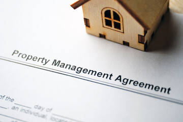Legal document Property Management Agreement on paper close up