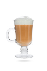  latte in a transparent cup isolated on white background