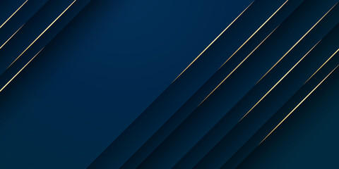 Abstract 3d background with blue gold lines paper layers.