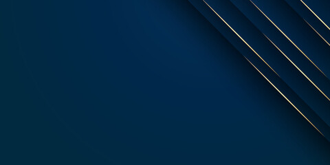 Blue gold abstract business corporate presentation background with golden lines frame border