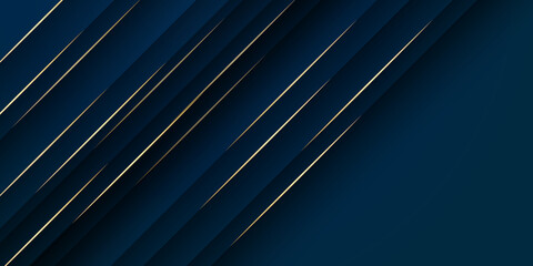 Fototapeta premium Blue gold abstract background with luxury elegant golden lines for presentation design templates