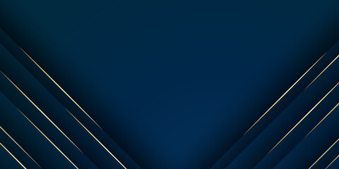 
Abstract template dark blue luxury premium background with luxury triangles pattern and gold lighting lines. 