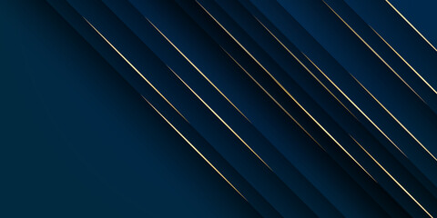 
Abstract template dark blue luxury premium background with luxury triangles pattern and gold lighting lines. 