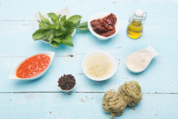 ingredients needed to cook and season a fresh pasta