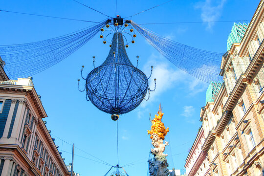 Christmas street chandelier in Vienna Downtown